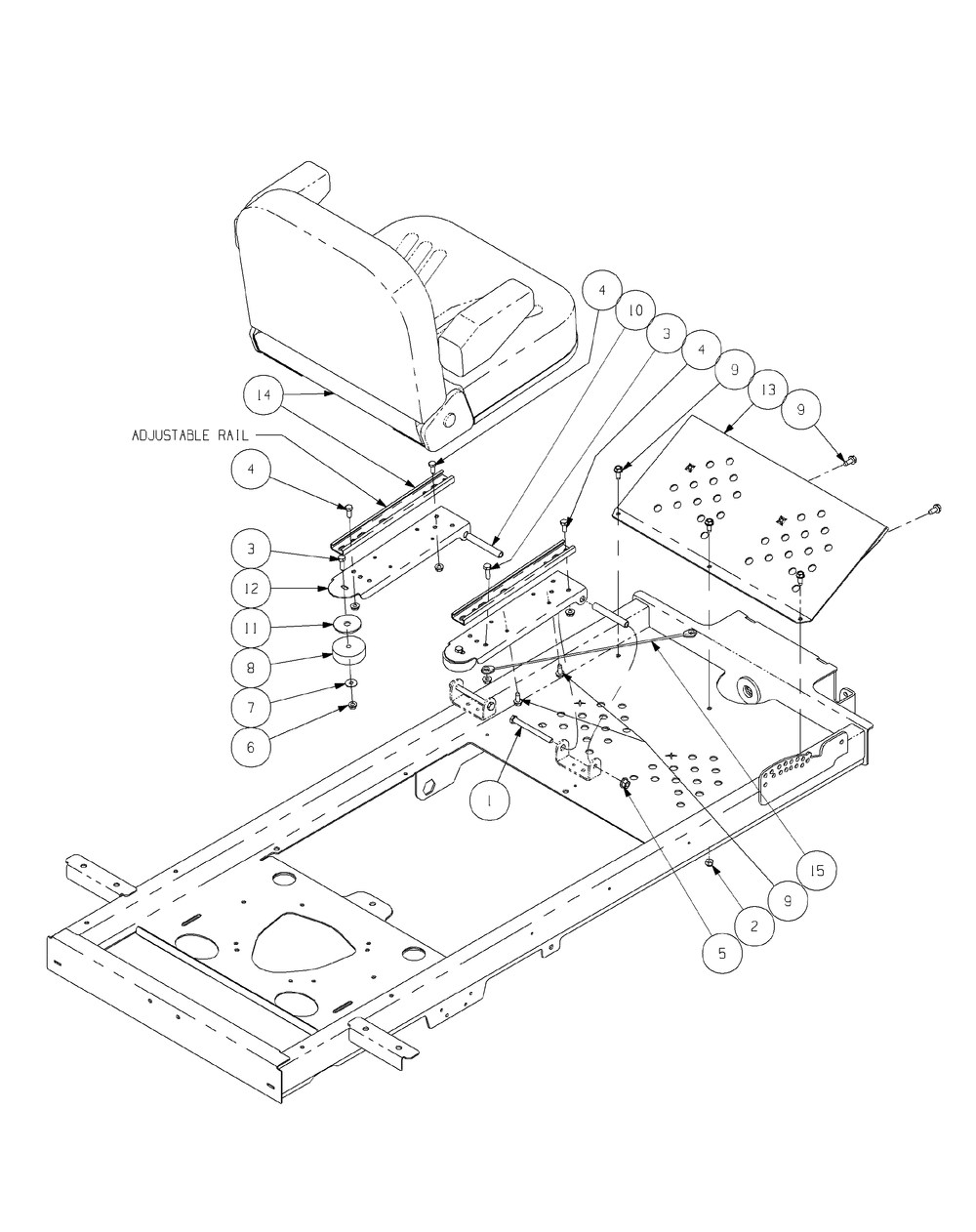 Seat Assembly Diagram and Parts List for ENFORCER48 53AH3AGN050-22HP Cub Cadet Lawn Tractor